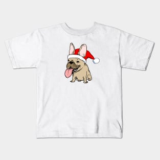 French Bulldog Christmas Cartoon Frenchie Holiday Kids T-Shirt